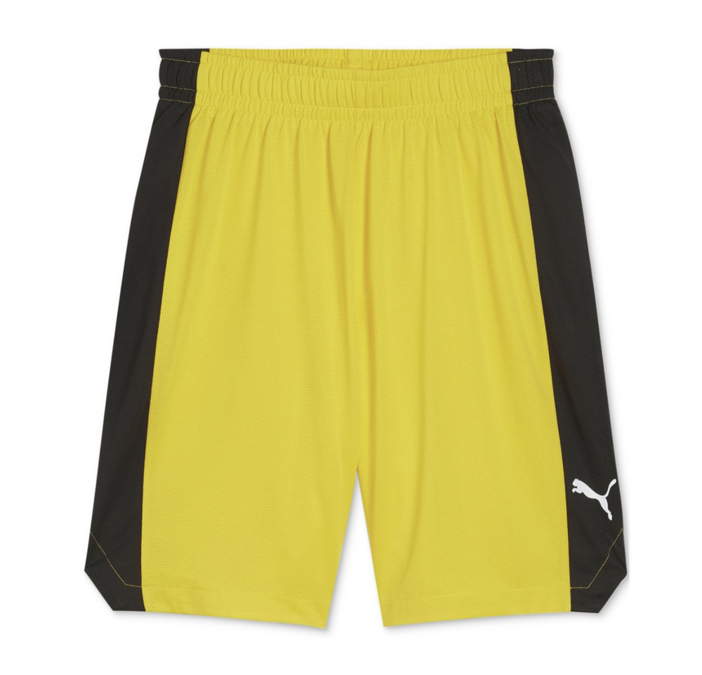Puma Men Regular Fit Basketball Shorts Yellow Sizzle Black Size S - Picture 1 of 2